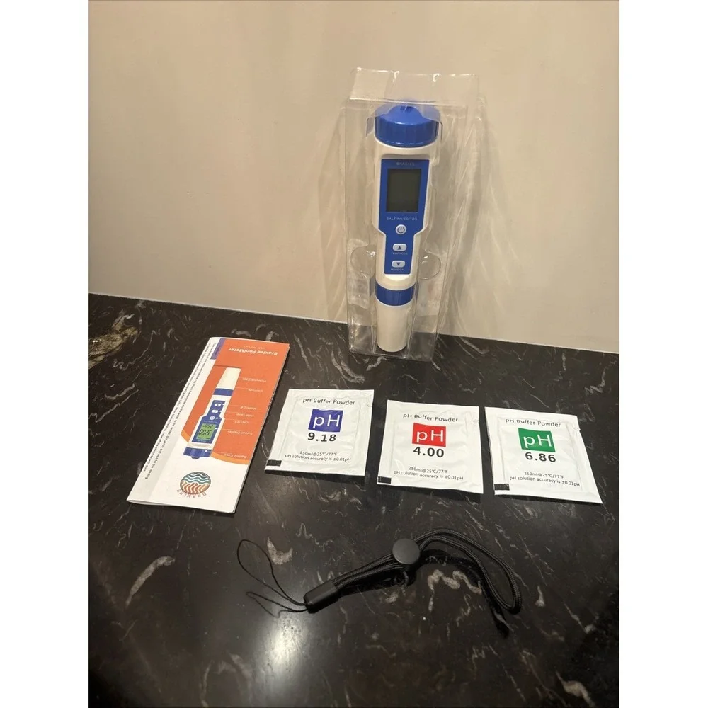 Braxlee PoolMeter Digitally Tests Salt and PH Levels Swimming Pools & Spas New